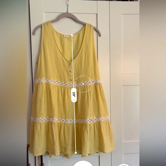 C&C California Linen Blend Mini Dress Yellow Size Medium - Picture 5 of 6